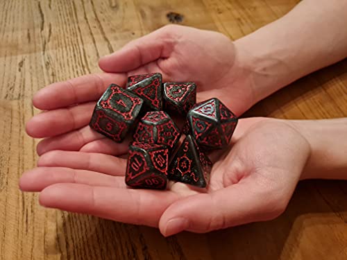 World of Dice Goliath XL – Juego de dados grandes Pen and Paper de 7 piezas, ideal para D&D, DSA, Cthulhu, y muchos más RPGs