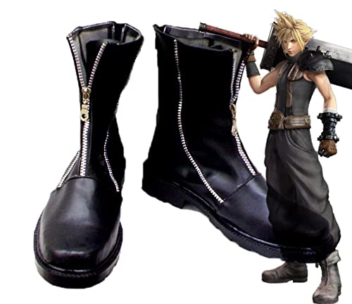 WSJDE Final Fantasy VII FF7 Cloud Strife Cosplay Shoes Boots Custom Made Iron Zipper 39 Female