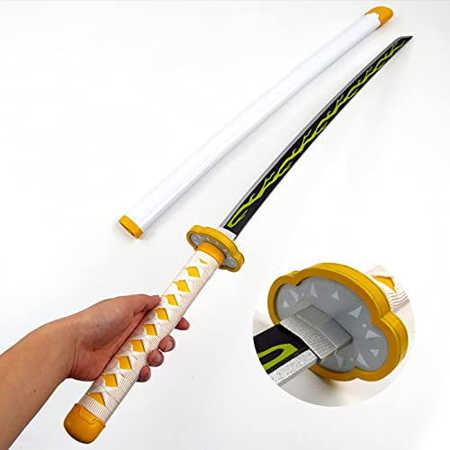 YAO TIAN Espada Samurái de Madera, Katana de Madera, Espada Samurái de Madera para Slayer para Amantes Del Anime, Amantes de Los Coleccionables de Armas de Anime)/104 cm (Cinturón Blanco)