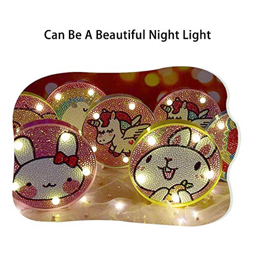 Yaobuyao DIY 5D Diamante Kits Pintura con Luz LED para Principiantes Adolescentes, Taladro Completo De La Pintura por Los Kits del Número con El Capítulo para Niños Niños Y Niñas De Regalos, 15X15CM