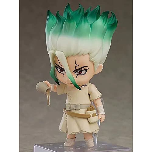 YAZAHOH Dr. STONE GK Q Versión Ishigami Senkuu / 3.9 In La Posición De Pie Puede Cambiar De Cara Modelo De Personaje De Anime Material De PVC Rodillos De Jueo Juguetes De Moda Figura Otaku Regalo De H