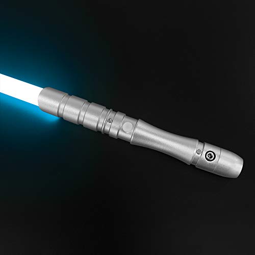 YDD GENIUS Lightsable Jedi Sith Hilt de aluminio 16 colores que cambian la luz LED Sable Soporte pesado Duelo para adultos (empuñadura plateada RGB Blade)