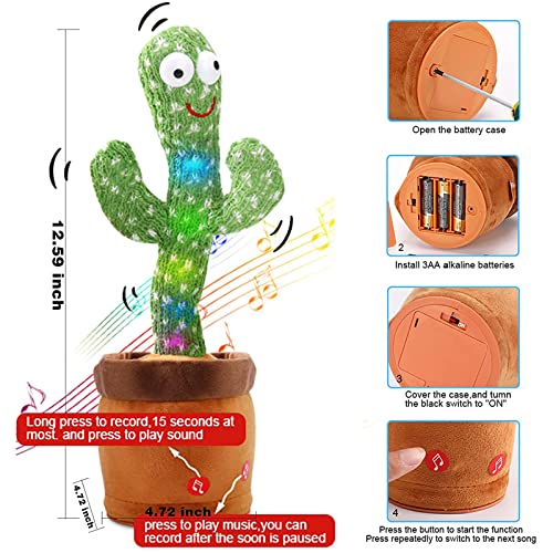 YeahBoom Cactus Bailarin, 32cm Juguete De Cactus Que Habla, Juguete Cactus Baile, Cactus Interactivo, Cantando Y Grabación Interesantes Juguetes Educativos De Educación Temprana…