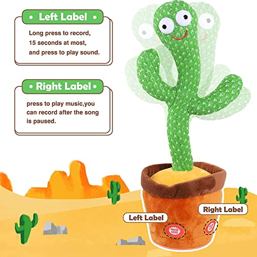 YeahBoom Cactus Bailarin, 32cm Juguete De Cactus Que Habla, Juguete Cactus Baile, Cactus Interactivo, Cantando Y Grabación Interesantes Juguetes Educativos De Educación Temprana…