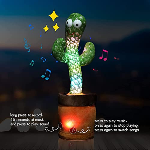 YeahBoom Cactus Bailarin, 32cm Juguete De Cactus Que Habla, Juguete Cactus Baile, Cactus Interactivo, Cantando Y Grabación Interesantes Juguetes Educativos De Educación Temprana…