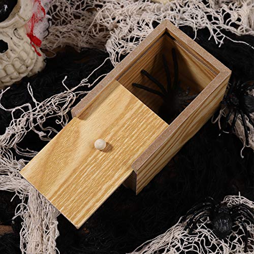 YeahiBaby Caja de Araña de Madera Caja de Broma Regalo para Niños