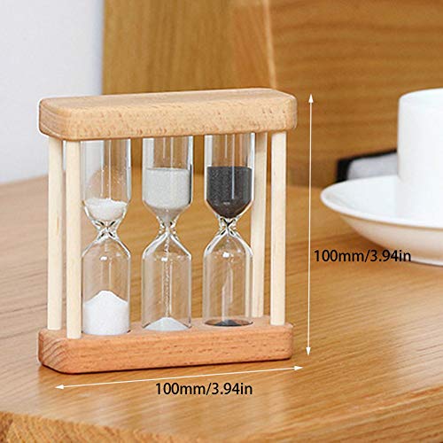 Ygerbkct Creativo 1/3/5 Minuto Reloj de Arena de Cristal de Arena de Madera Reloj de decoración del hogar Regalo para niños Estilo Simple