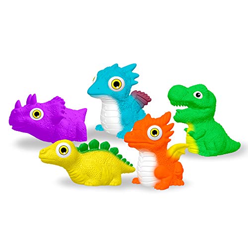 yoliyogo Juguete Dinosaurio de Baño con Luz Parpadeo Modelo Dinosaurio Juego Flotante de Bañera Brillante Figura Set de Dinosaurios Regalo Ideal para Niños