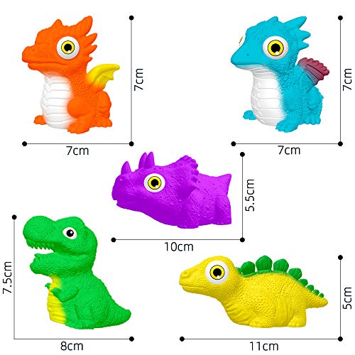 yoliyogo Juguete Dinosaurio de Baño con Luz Parpadeo Modelo Dinosaurio Juego Flotante de Bañera Brillante Figura Set de Dinosaurios Regalo Ideal para Niños