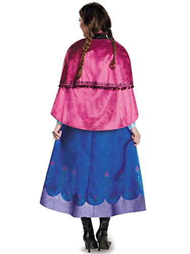 YOSICIL Disfraz Princesa Ana Mujer Vestido Frozen Ana con Rosa Capa Holloween Cosplay Carnaval Naidad Fiesta Cumpleaños, BordadoAzul L