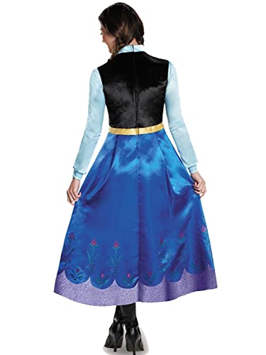 YOSICIL Disfraz Princesa Ana Mujer Vestido Frozen Ana con Rosa Capa Holloween Cosplay Carnaval Naidad Fiesta Cumpleaños, BordadoAzul L