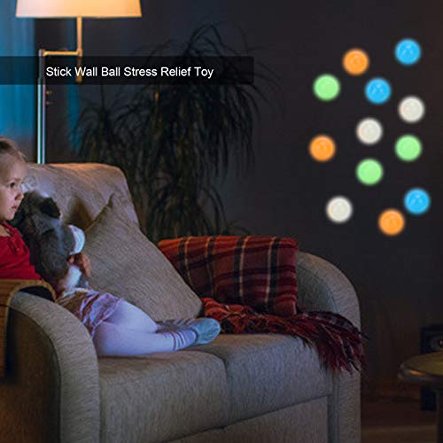 YOUTHINK 4pcs Stick Wall Ball Juguetes para aliviar el estrés Descompresión Luminous Stick Ball Toys Set Bolas luminiscentes para aliviar el estrés Bolas Adhesivas(45mm)