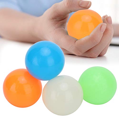 YOUTHINK 4pcs Stick Wall Ball Juguetes para aliviar el estrés Descompresión Luminous Stick Ball Toys Set Bolas luminiscentes para aliviar el estrés Bolas Adhesivas(45mm)