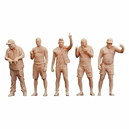 ZEDACA (5 PCS) 1:43 Figura Beckon Saludo Hombre Tatuajes Modelo Miniatura Mesa de arena Escena de villano Necesita ser coloreado por ti mismo