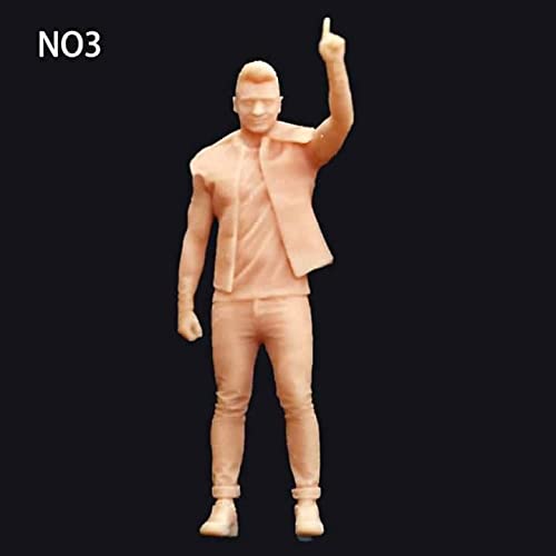 ZEDACA (5 PCS) 1:43 Figura Beckon Saludo Hombre Tatuajes Modelo Miniatura Mesa de arena Escena de villano Necesita ser coloreado por ti mismo