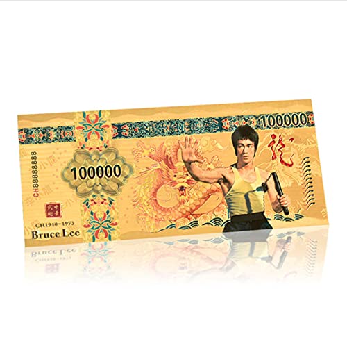 ZKPNV Monedas Conmemorativas Kungfu Chino Estrella Bruce Lee Juego De Oro Fancy Gold Foil Billete Papel Moneda Replica Regalos De Cumpleaños para Niños