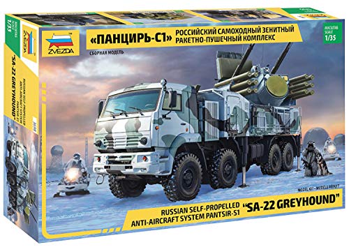 Zvezda 3698 SA-22 Greyhound Russian Self-Propelled Anti-Aircraft System Pantsir-S1 1/35 Model Kit