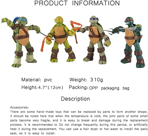 ZYXM Juego de figuras de acción de las Tortugas Ninja mutantes para adolescentes, figura de acción anime Character modelo Toy for Children Birthday Collection, 12 cm