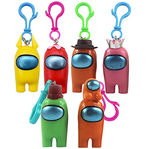 6PCS Among Us Llavero HANEL-Mini figuras de juego lindas colección juguetes de muñecas extraíbles, adornos de regalo para niños y niñas fans del juego Adultos Regalo de Cumpleaños