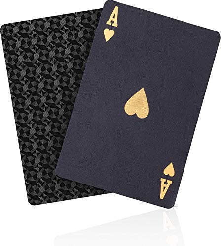 ACELION Cartas de plástico impermeable, baraja fresca de cartas, tarjetas de póker de regalo de lujo (tarjetas de diamante negro)