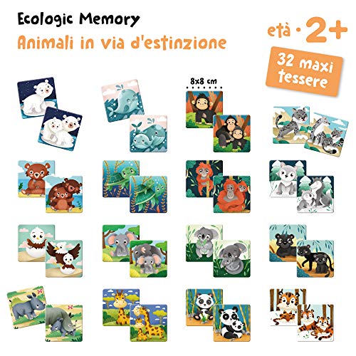 Adventerra Games Ecologic Memory Animales En Peligro De Extinción | Juegos para niños a Partir de 2 años, 2 años + Juegos de Memoria, Montessori 2 años + Juegos educativos, Juegos ecológicos