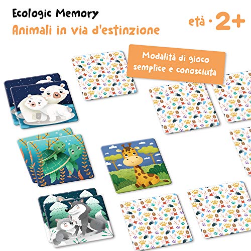 Adventerra Games Ecologic Memory Animales En Peligro De Extinción | Juegos para niños a Partir de 2 años, 2 años + Juegos de Memoria, Montessori 2 años + Juegos educativos, Juegos ecológicos