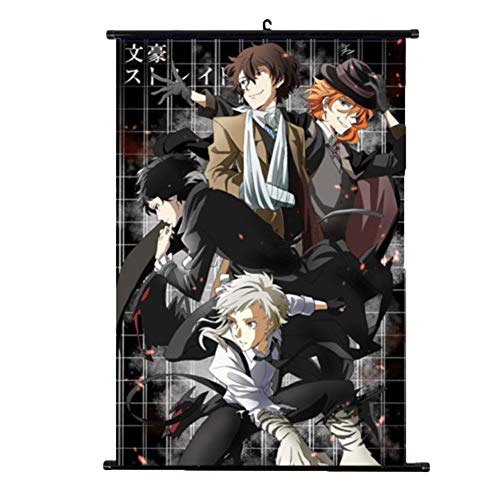 Ailin Online Bungo - Póster de pergamino de pared para perros callejeros, diseño de anime japonés sin decoloración, para decoración del hogar (M-30 x 45 cm, estilo 01)