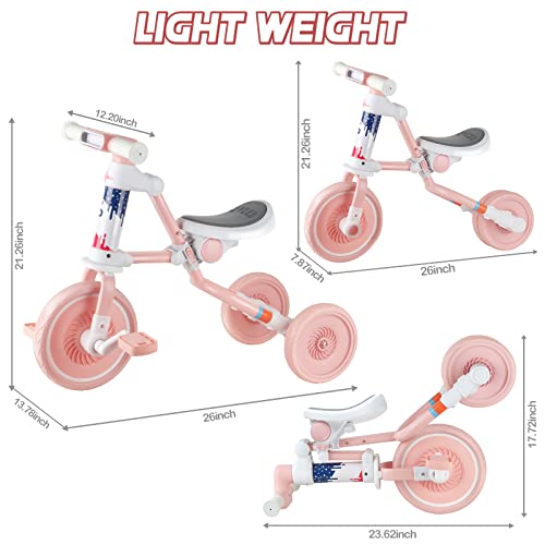 Arfmaget Triciclos para Niños,5 en 1 Una Bicicleta para Bebes,bebé Bicicleta para Niños de 2-4 años,Carro de Equilibrio con Altura del Asiento Regulable y Pedales extraíbles