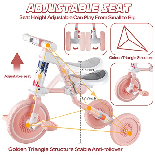 Arfmaget Triciclos para Niños,5 en 1 Una Bicicleta para Bebes,bebé Bicicleta para Niños de 2-4 años,Carro de Equilibrio con Altura del Asiento Regulable y Pedales extraíbles