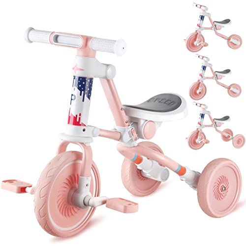 Arfmaget Triciclos para Niños,5 en 1 Una Bicicleta para Bebes,bebé Bicicleta para Niños de 2-4 años,Carro de Equilibrio con Altura del Asiento Regulable y Pedales extraíbles