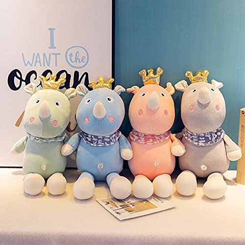 AYQX 35cm-60cm New Soft Cartoon Crown Rhinoceros Plush Toy Pillow For Children and Girls Soft Birthday Gift Toys 50CM Blue