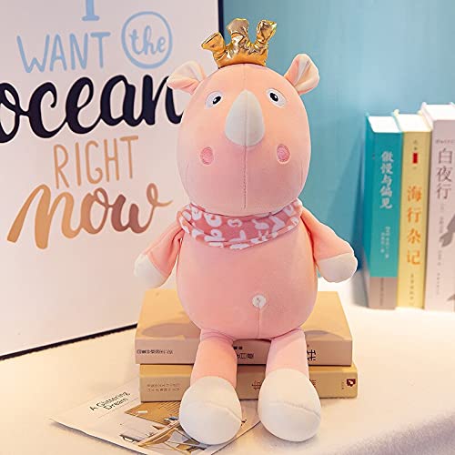 AYQX 35cm-60cm New Soft Cartoon Crown Rhinoceros Plush Toy Pillow For Children and Girls Soft Birthday Gift Toys 50CM Blue