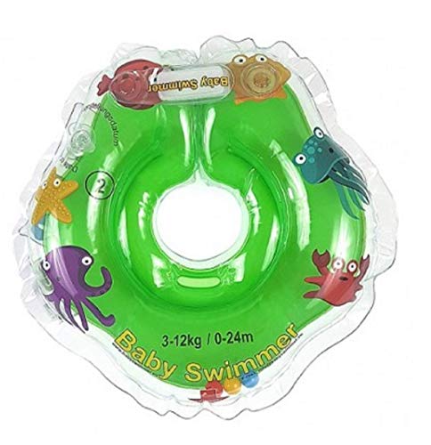 Baby Flotador TÜV GS Cuello Flotador (Tallas 3 – 12 kg (0 – 24 Meses) Flotador para bebé de baño Ayuda de natación Anillo Talla Mediana Iner en pequeño Verde