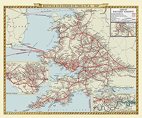 BBSJX Puzzle - Mapa De Las Rutas Y Estaciones del Great Western Railway 1927 Puzzle De Montaje DIY 50X75Cm,Jigsaw Puzzle