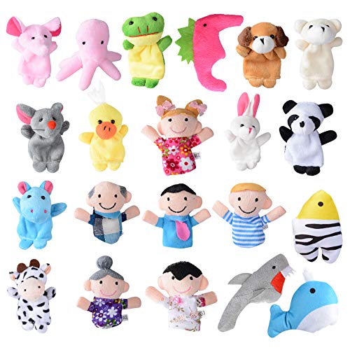 BETESSIN 21 Pcs Marionetas de Dedos 15 Animales y 6 Personas Títeres de Dedos Juego Lindos Dedos Muñecas Juguetes Pequeños de Mano Interesante para Niños Regalo de Cumpleaños