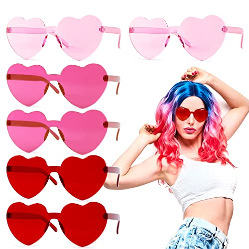 BHGT 6pcs Gafas Corazones Gafas De Sol Hippies Rosado Fiesta Carnaval Photocall Disfraz Fiesta Temática Fiesta Mujer Y Hombre