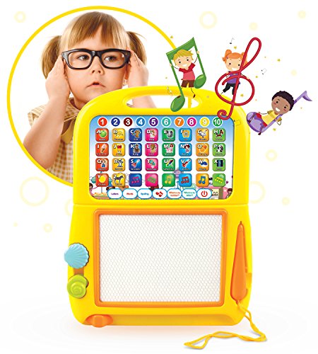 Boxiki kids Tablet de Aprendizaje en Inglés Pad Magnético para Dibujar por Juguetes Musicales para Niños. Aprende Números, Aprende el ABC, Juegos de Deletreo, Tonos Musicales