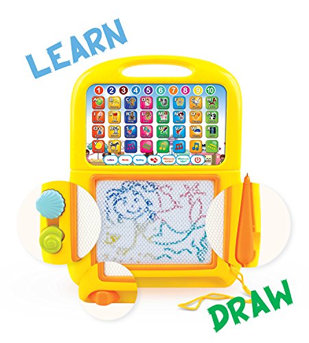 Boxiki kids Tablet de Aprendizaje en Inglés Pad Magnético para Dibujar por Juguetes Musicales para Niños. Aprende Números, Aprende el ABC, Juegos de Deletreo, Tonos Musicales