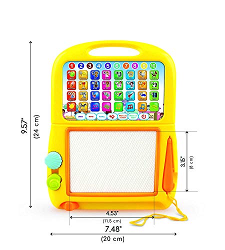 Boxiki kids Tablet de Aprendizaje en Inglés Pad Magnético para Dibujar por Juguetes Musicales para Niños. Aprende Números, Aprende el ABC, Juegos de Deletreo, Tonos Musicales