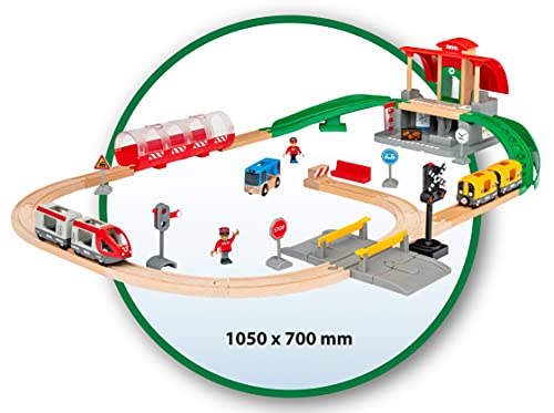 BRIO - Set con estación Central, Set ferroviarios de BRIO World, Edad Recomendada 3+ (33989)