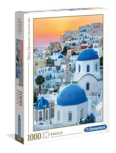 Clementoni - Puzzle 1000 piezas paisaje Santorini, Puzzle adulto paisaje (39480)