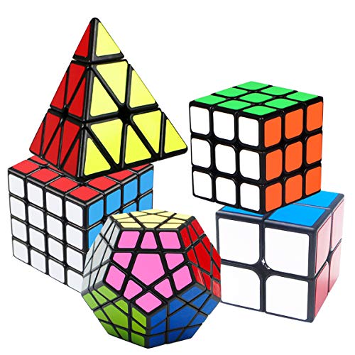 Coolzon Cubo de Velocidad Puzzle Cubes Speed Cube, Juego de Puzzle para Niños Adultos (Paquete de 5)