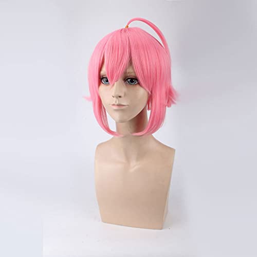 Corto Peluca rizada Anime Cosplay Mujeres Hombres Pelucas Pink Resistente al Calor Pelo sintético Sintético Partido de Halloween Peluca