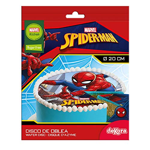 Dekora- Decoracion Tartas de Cumpleaños Infantiles En Disco de Oblea de Spiderman, multicolor, 20 centímetros (114367)