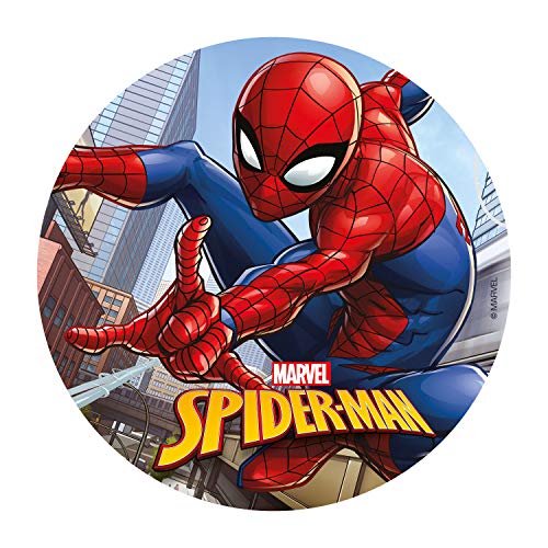 Dekora- Decoracion Tartas de Cumpleaños Infantiles En Disco de Oblea de Spiderman, multicolor, 20 centímetros (114367)