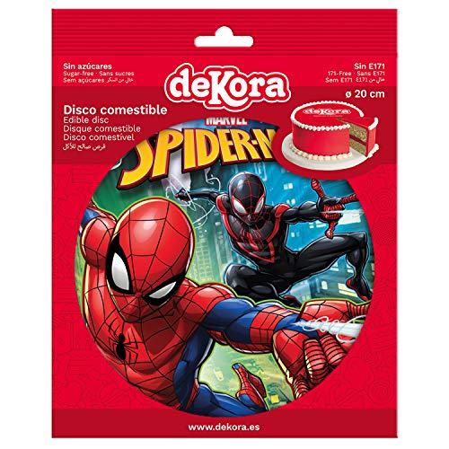 Dekora - Disco Comestible para Decoración de Tartas de Cumpleaños de Spiderman - 20 cm