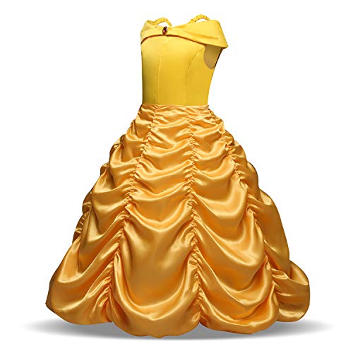 Disfraz de Princesa Belle Vestido para Niña (3-10 Años) (9-10 Años, 140 cm)