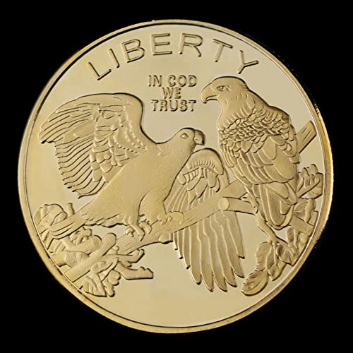 DOWNN 2PCS Liberty Coin Gold Plated Souvenir Bald Eagle In God We Trust USA Collectible Gift Collection Art Liberty Coin Commemorative Coin-Gold,q