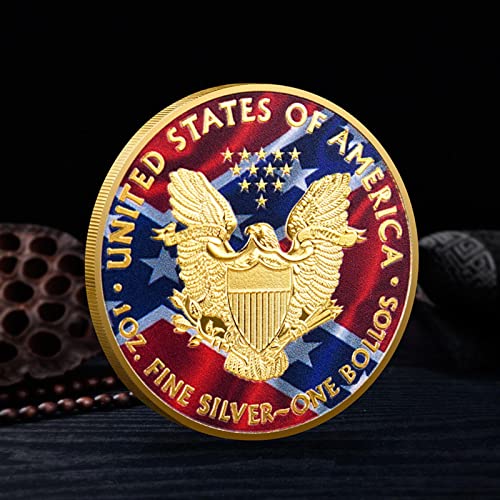 DOWNN 2PCS United States Statue of Liberty Souvenir Gold Plated Coin Seal of The USA Bald Eagle Challenge Coin