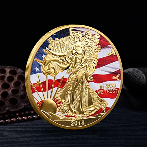 DOWNN 2PCS United States Statue of Liberty Souvenir Gold Plated Coin Seal of The USA Bald Eagle Challenge Coin